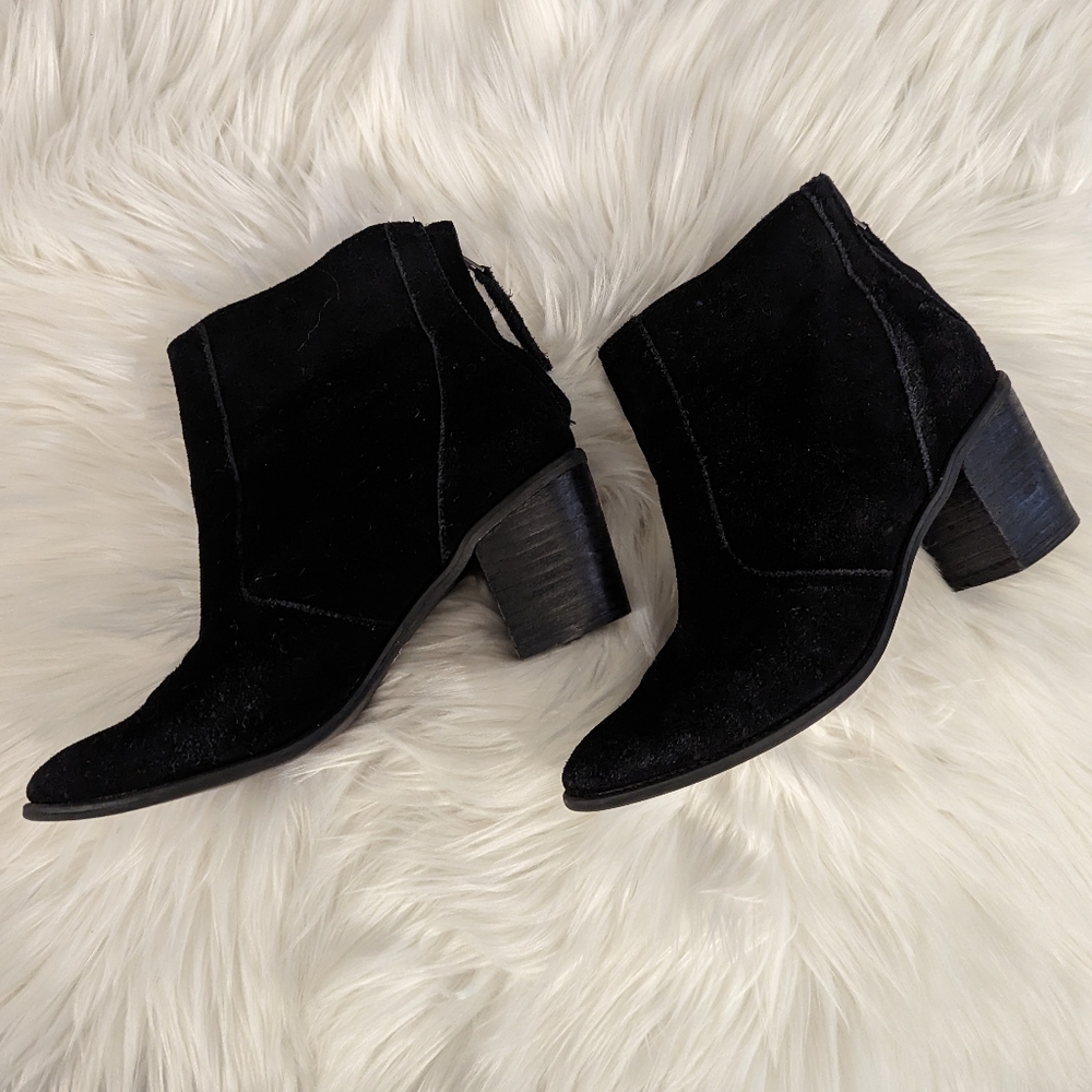 Crown Vintage Suede Leather Robbie Ankle Boots Black Size 7.5
